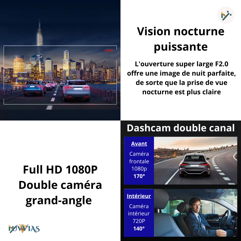 Caméra Dashcam 1080P WiFi – Vision Nocturne IR, Grand Angle & Enregistrement en Boucle