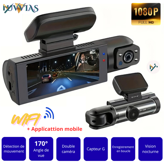 Caméra Dashcam 1080P WiFi – Vision Nocturne IR, Grand Angle & Enregistrement en Boucle