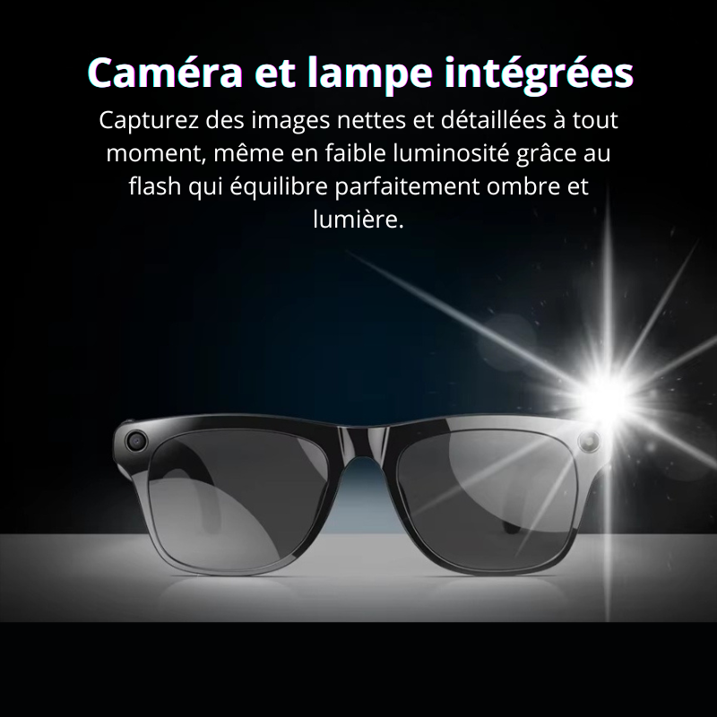Lunettes Connectées 2025 – Caméra 100mp, Image 4K/HD, Assistant Vocal, Chat GPT