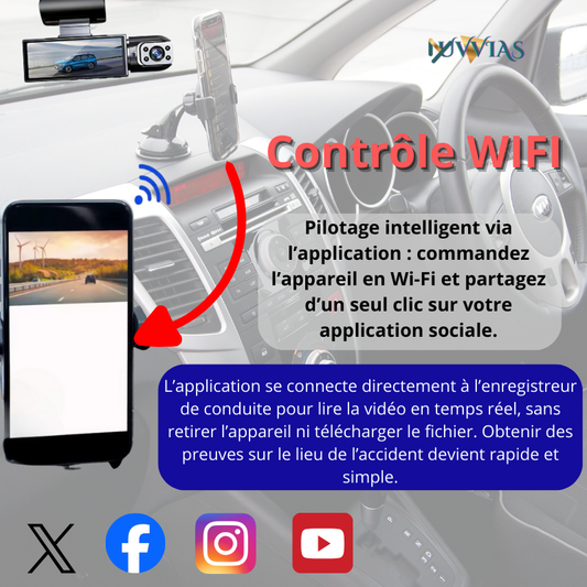 Caméra Dashcam 1080P WiFi – Vision Nocturne IR, Grand Angle & Enregistrement en Boucle