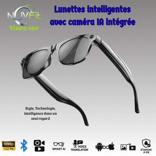 Lunettes Intelligentes NUVFIT VISION ONE 6K HD – Caméra, Musique & Traduction AI