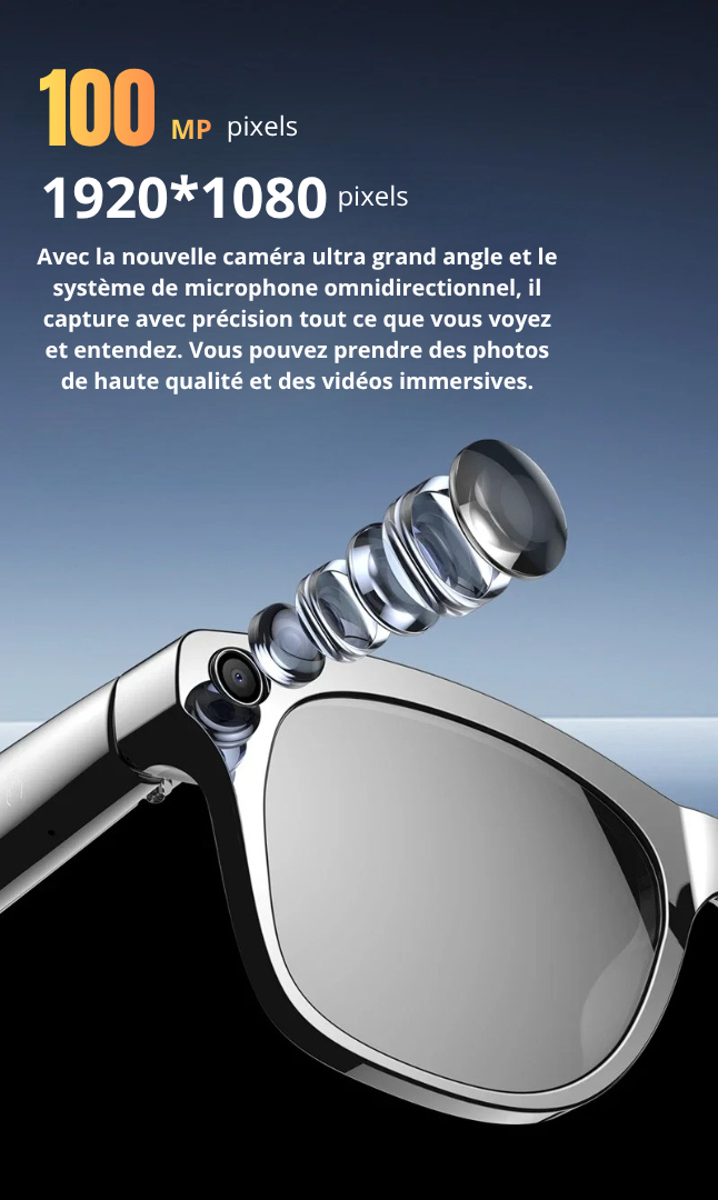 Lunettes Intelligentes NUVFIT VISION ONE 6K HD – Caméra, Musique & Traduction AI