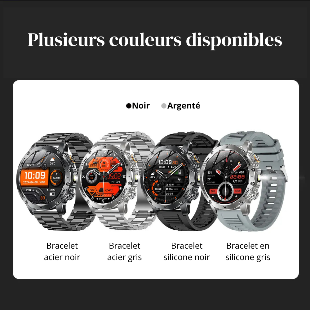 NUVFIT-PRO – La Montre Militaire Connectée 2025 la Plus Robuste, Batterie 1000 mAh