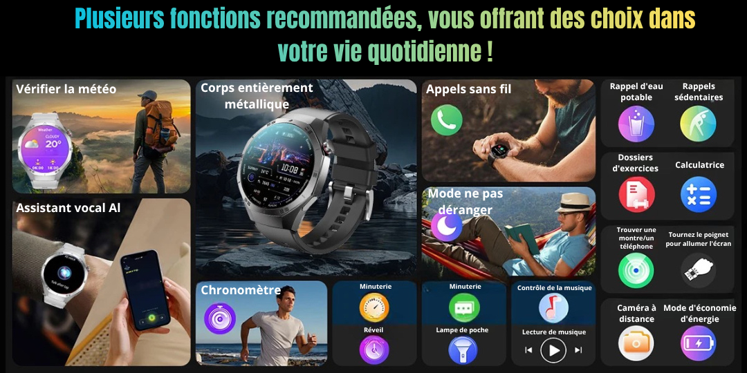 SmartWatch NUVFIT 1 2025 Homme – GPS, Appels Bluetooth & Écran AMOLED !