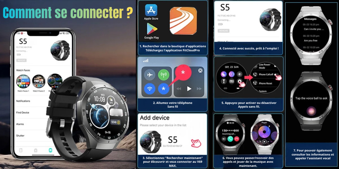 SmartWatch NUVFIT 1 2025 Homme – GPS, Appels Bluetooth & Écran AMOLED !