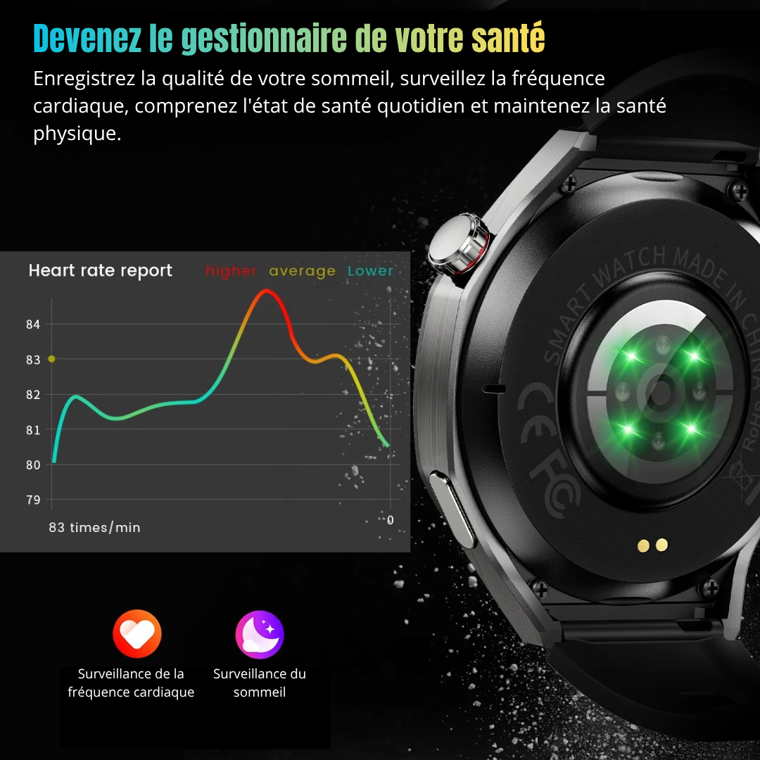 SmartWatch NUVFIT 1 2025 Homme – GPS, Appels Bluetooth & Écran AMOLED !