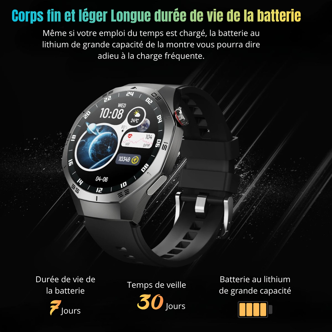 SmartWatch NUVFIT 1 2025 Homme – GPS, Appels Bluetooth & Écran AMOLED !