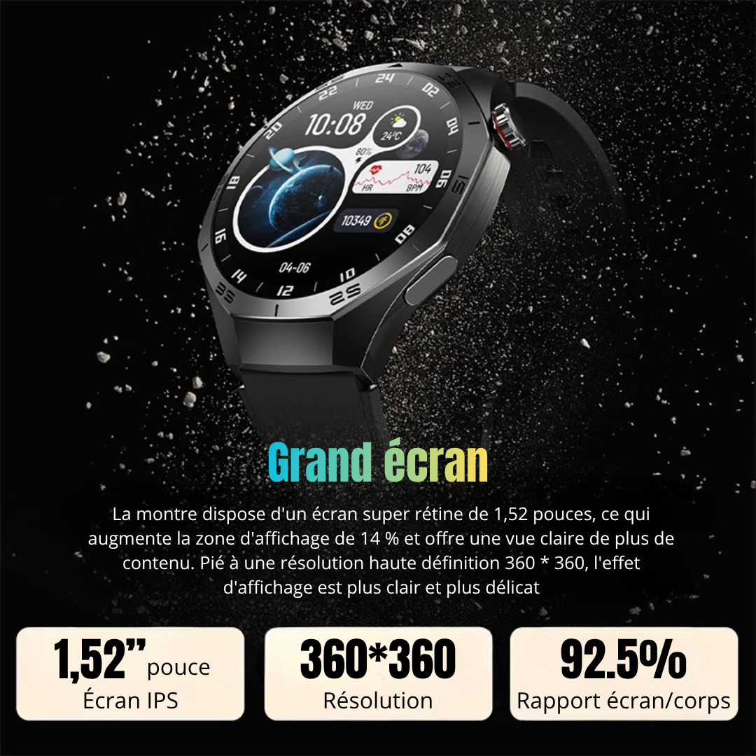 SmartWatch NUVFIT 1 2025 Homme – GPS, Appels Bluetooth & Écran AMOLED !