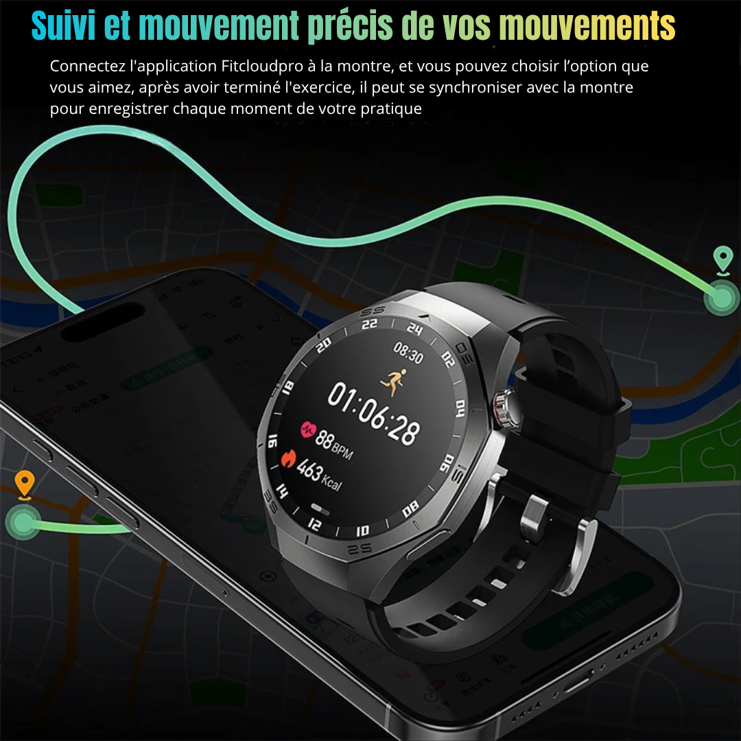 SmartWatch NUVFIT 1 2025 Homme – GPS, Appels Bluetooth & Écran AMOLED !