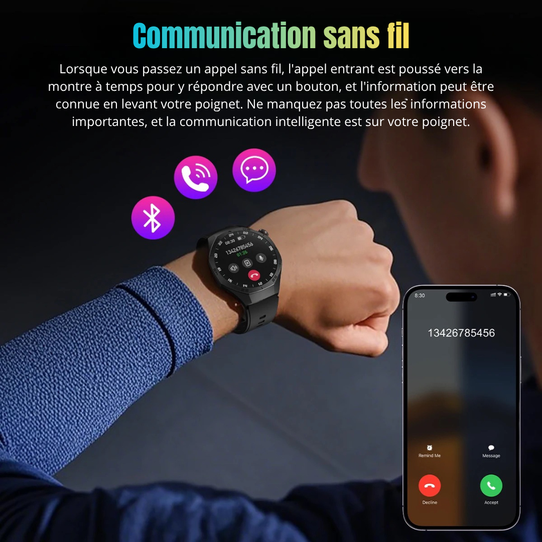 SmartWatch NUVFIT 1 2025 Homme – GPS, Appels Bluetooth & Écran AMOLED !