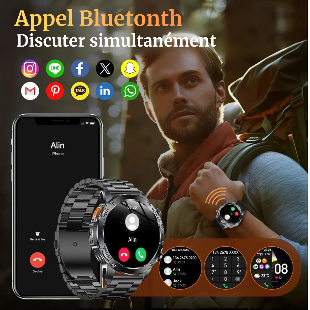 NUVFIT-PRO – La Montre Militaire Connectée 2025 la Plus Robuste, Batterie 1000 mAh