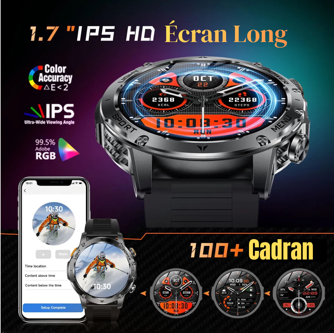 NUVFIT-PRO – La Montre Militaire Connectée 2025 la Plus Robuste, Batterie 1000 mAh