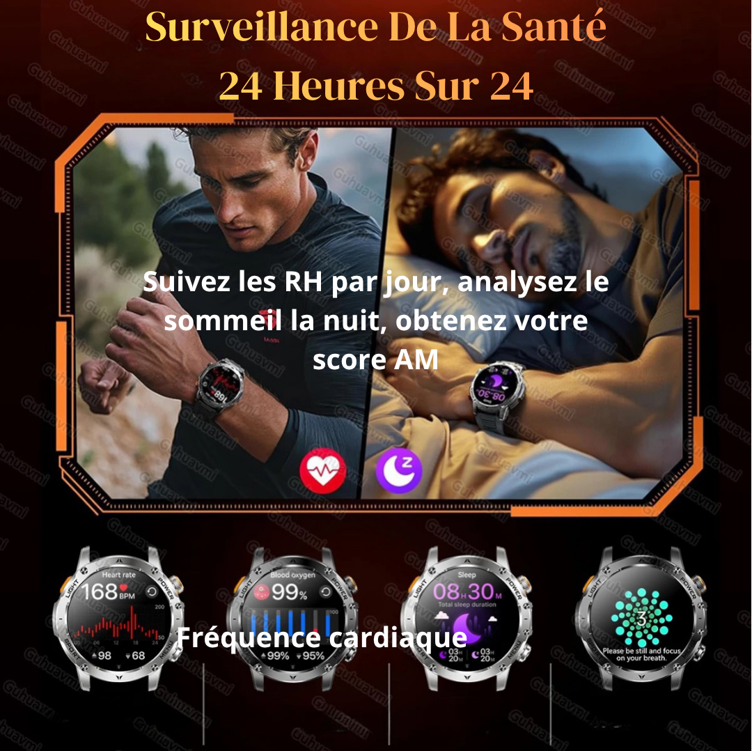 NUVFIT-PRO – La Montre Militaire Connectée 2025 la Plus Robuste, Batterie 1000 mAh