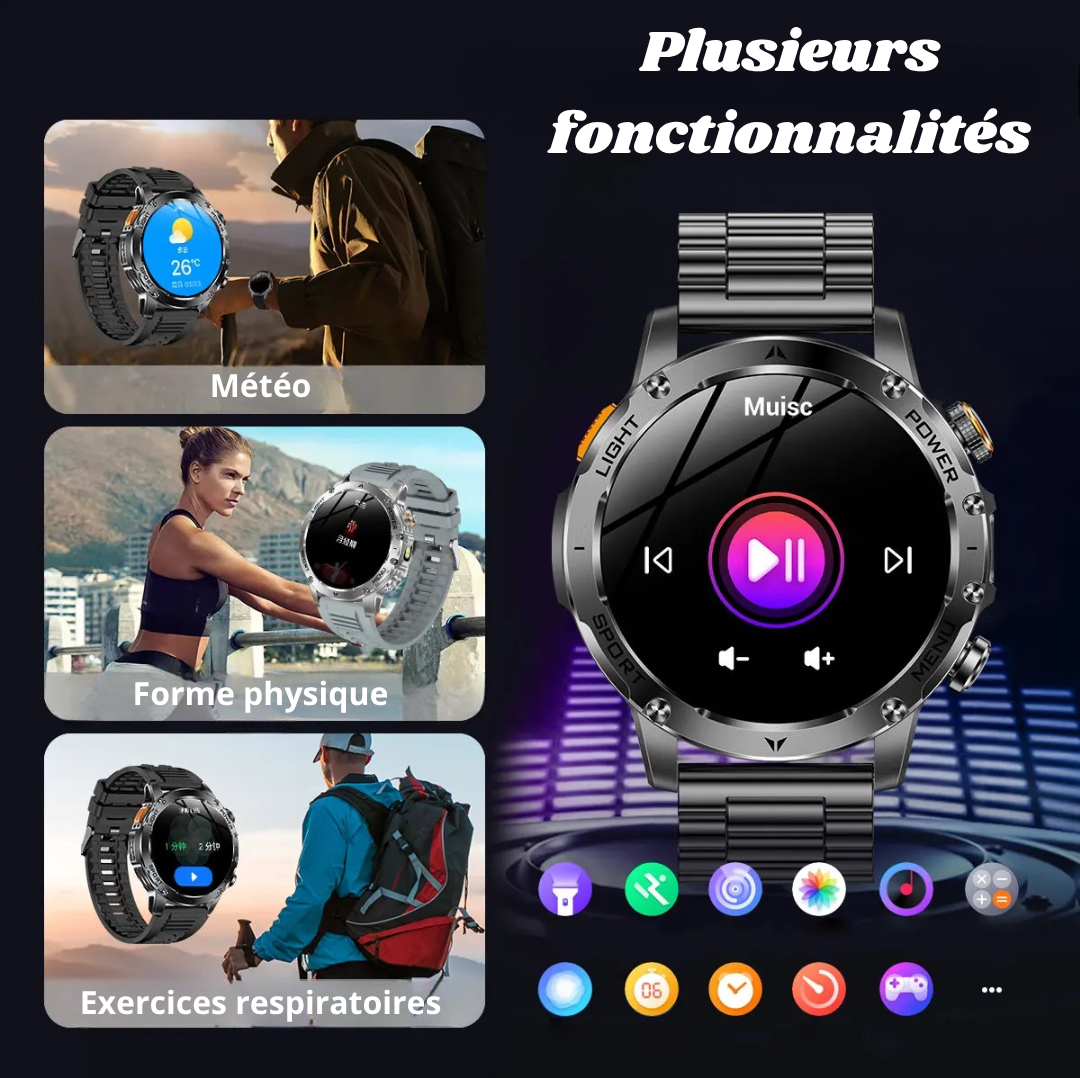 NUVFIT-PRO – La Montre Militaire Connectée 2025 la Plus Robuste, Batterie 1000 mAh