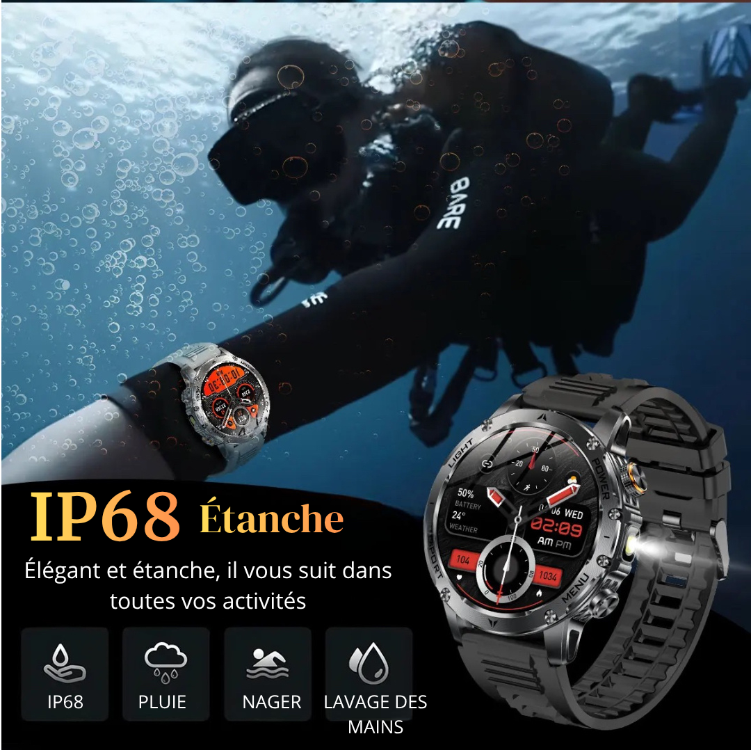 NUVFIT-PRO – La Montre Militaire Connectée 2025 la Plus Robuste, Batterie 1000 mAh