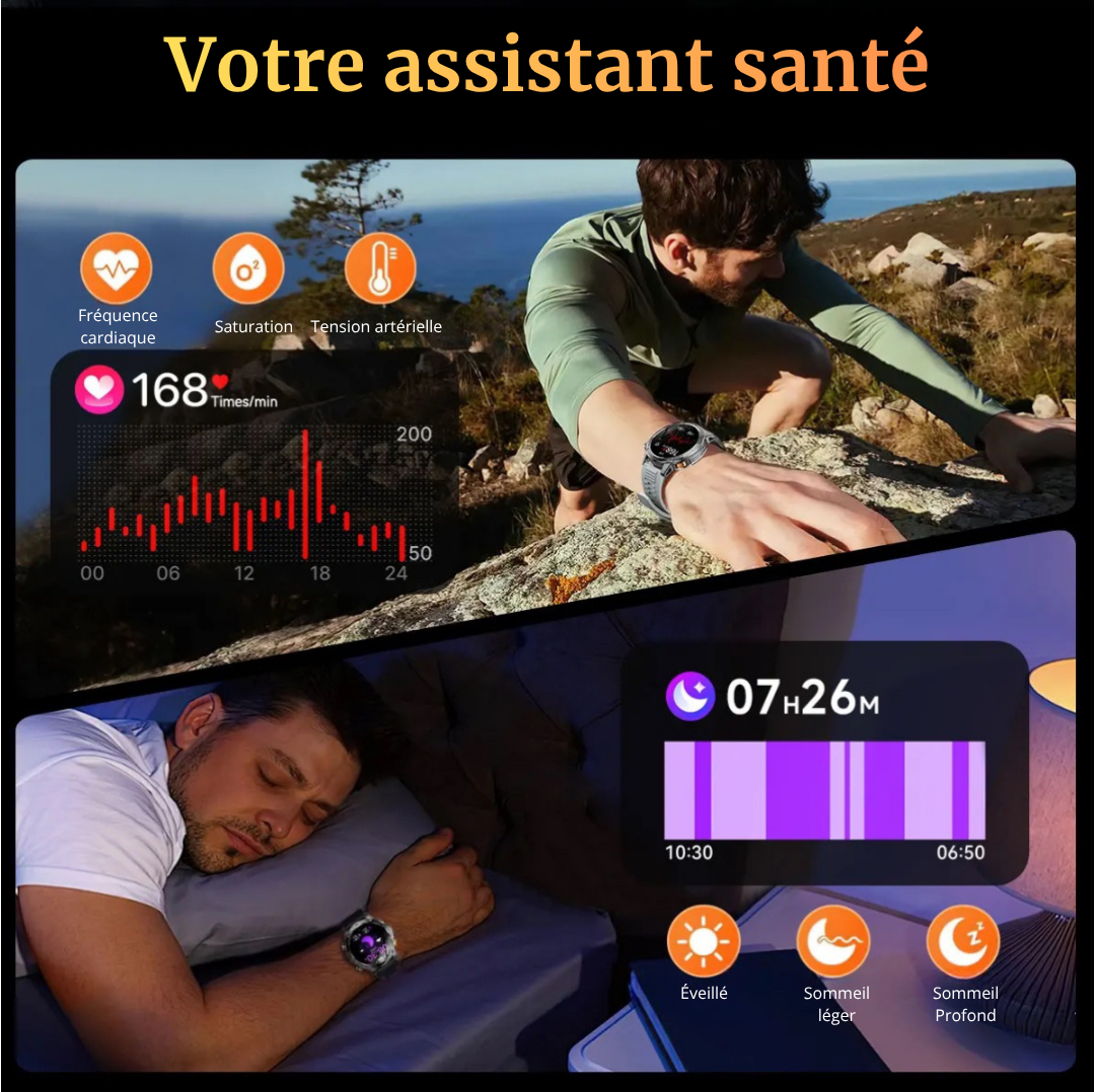 NUVFIT-PRO – La Montre Militaire Connectée 2025 la Plus Robuste, Batterie 1000 mAh