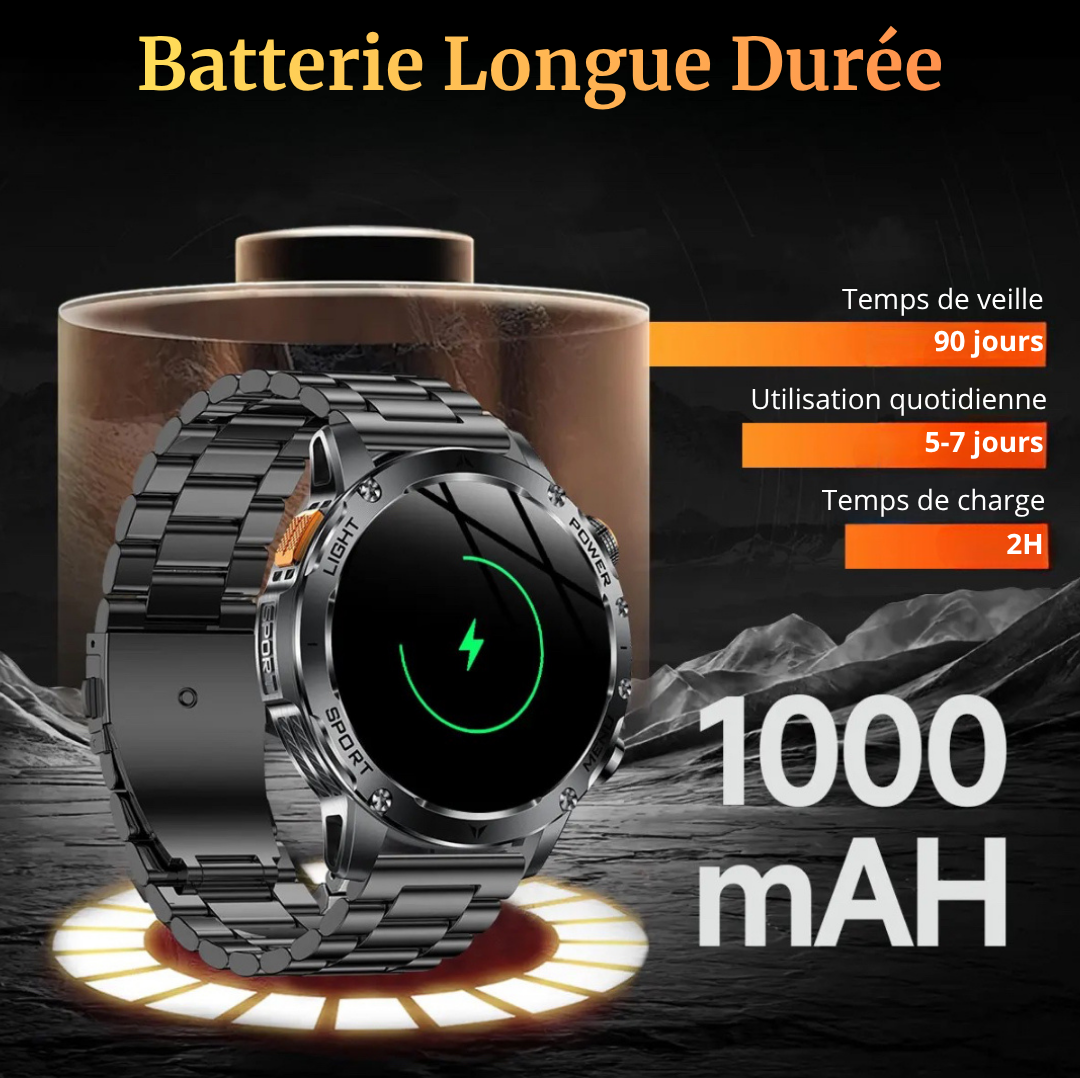 NUVFIT-PRO – La Montre Militaire Connectée 2025 la Plus Robuste, Batterie 1000 mAh