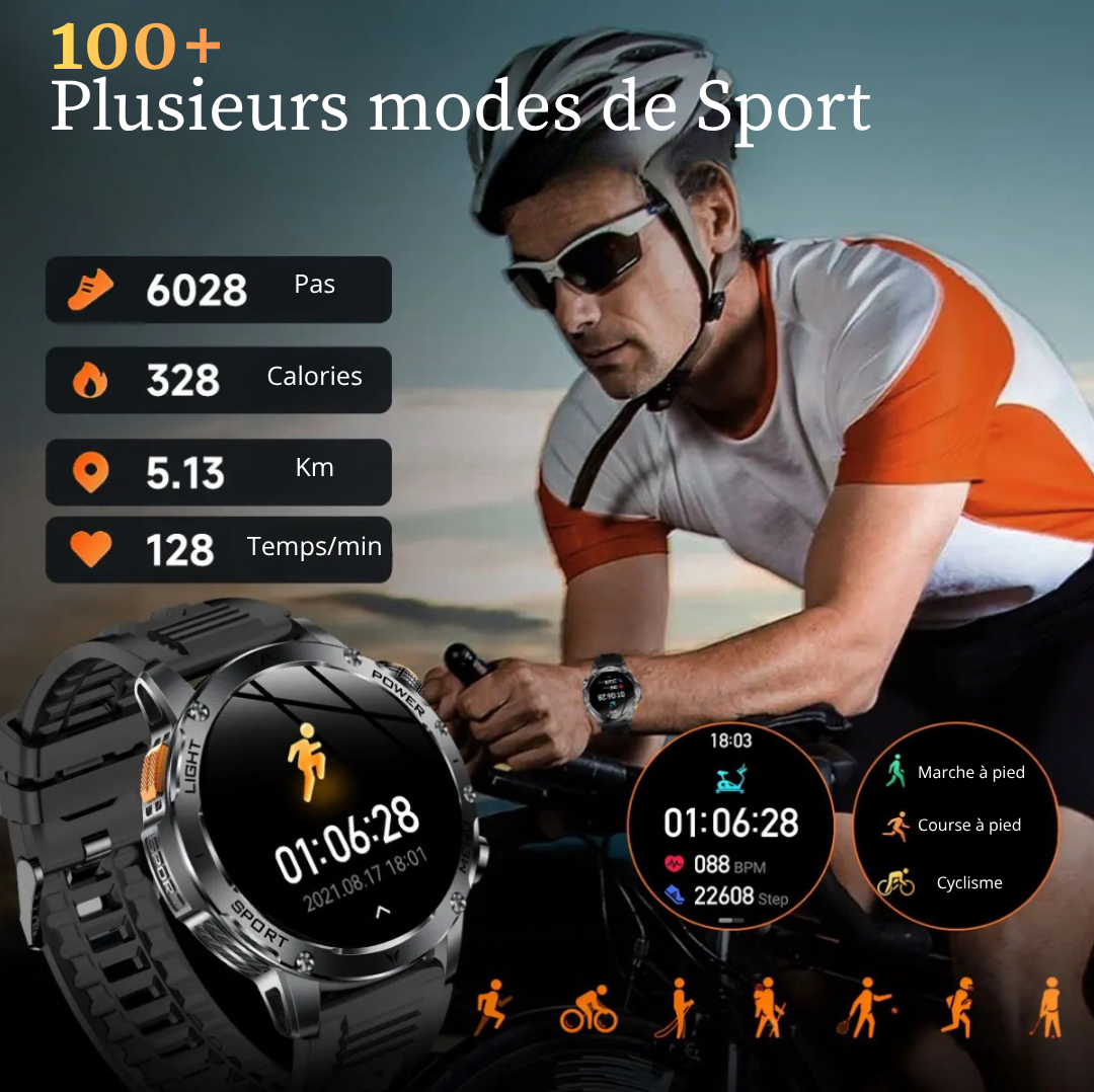 NUVFIT-PRO – La Montre Militaire Connectée 2025 la Plus Robuste, Batterie 1000 mAh